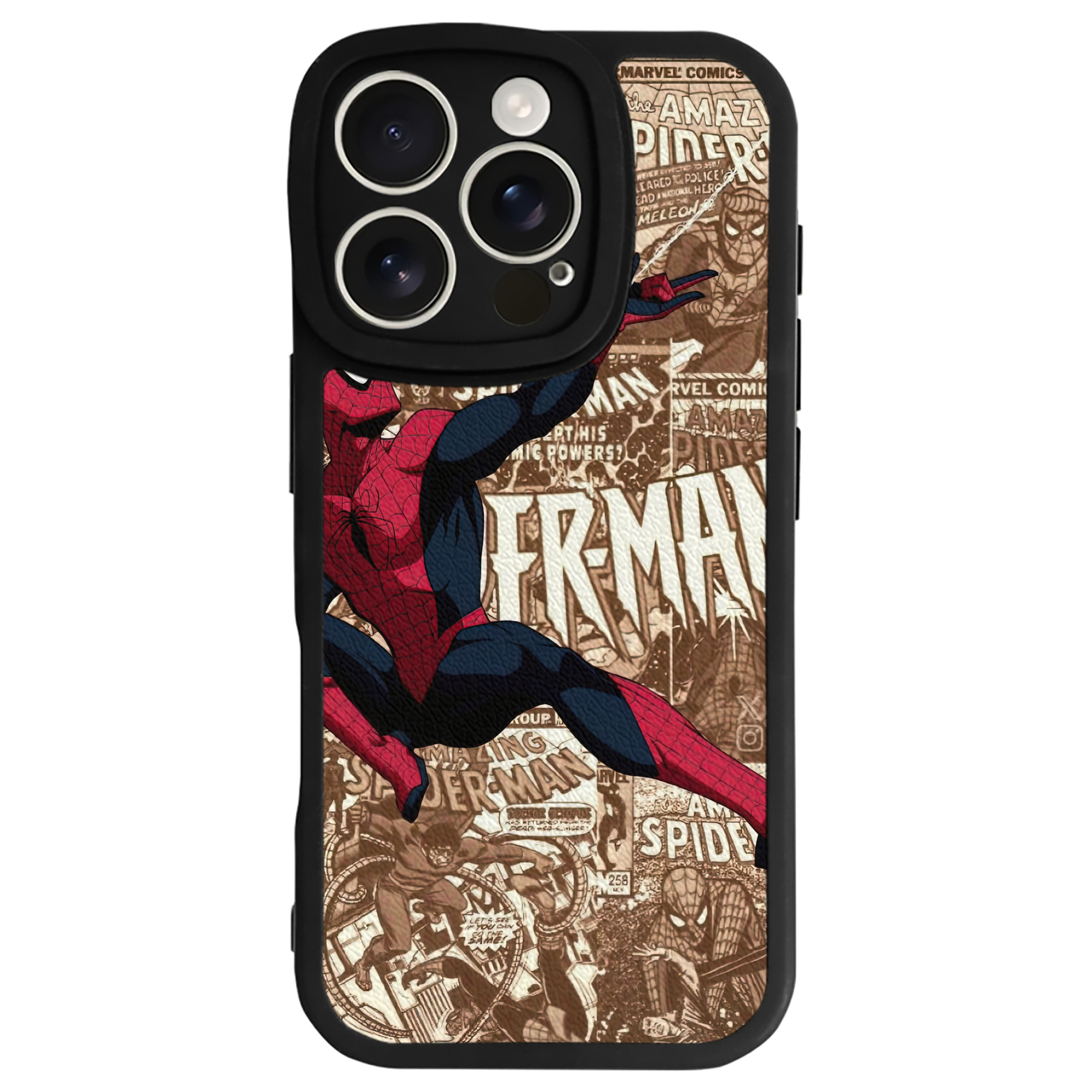 （画像用） Spider Man スパイダーマン 【iPhone 16シリーズ対応】シリコンスマホケース（レザー調） 材質：シリコン